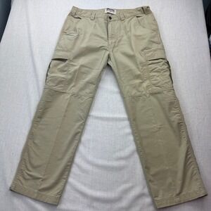 Field & Stream Mens Khaki Cargo Pants 36x30 Tan Ripstop Outdoor Hiking Trousers